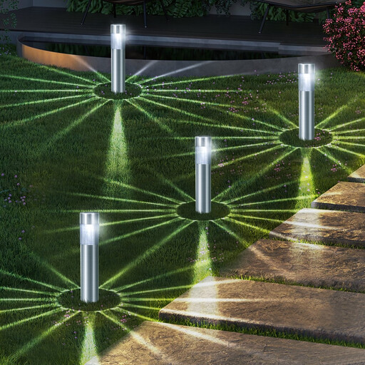 Aigostar Solar Stake Light – Silver | Daylight LED | Auto On/Off