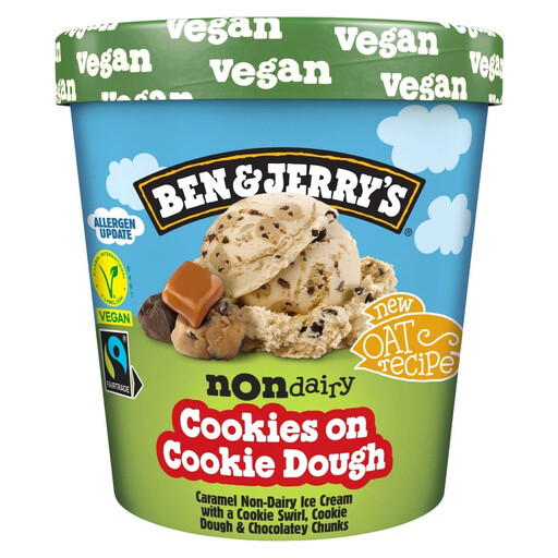 Ben & Jerry's Ice Cream Tub Non Dairy Cookies on Cookie Dough