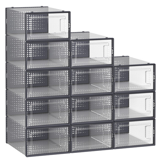 SONGMICSHOME Set of 12 black sneaker boxes