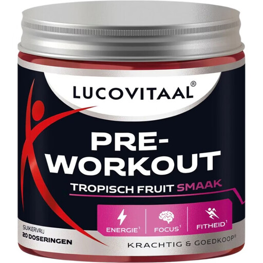 Lucovitaal Pre-Workout Powder Tropical Fruit 200 grams