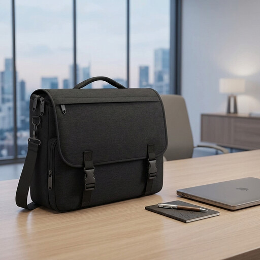 A grey, expandable messenger bag with multiple front pockets