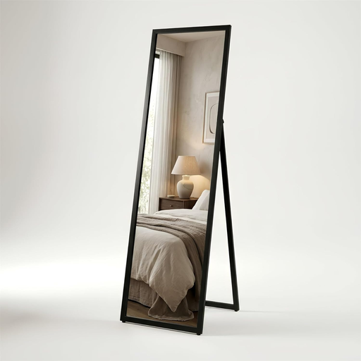 Harbour Housewares Rectangular Full-Length Freestanding Mirror - 137cm x 35.5cm - Black