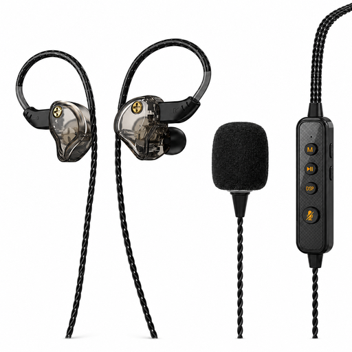 VoxorAI KM09 Black-Gold Wired Headphones