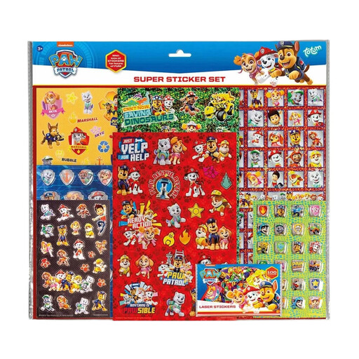 A large sticker set featuring the PAW Patrol characters with over 300 stickers, including holographic and puffy types.