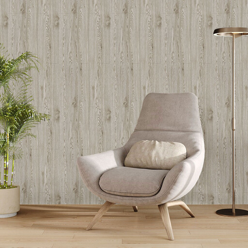 LIVINGANDHOME 自粘 PVC 地板墙纸，木纹效果，灰色