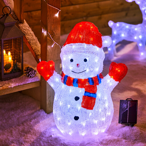 Feeric Acrylic Solar-Powered Light-Up Snowman - 48 cm