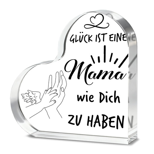 Alphynix Herz-Acrylplakette für die Mama mit Engelsflügel-Hand-Design