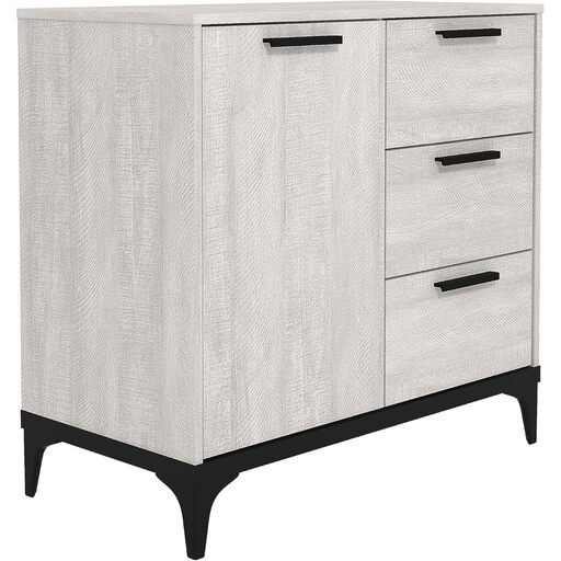Galano Lawrence 1 Door 3 Drawer Sideboard in a dusty grey oak finish