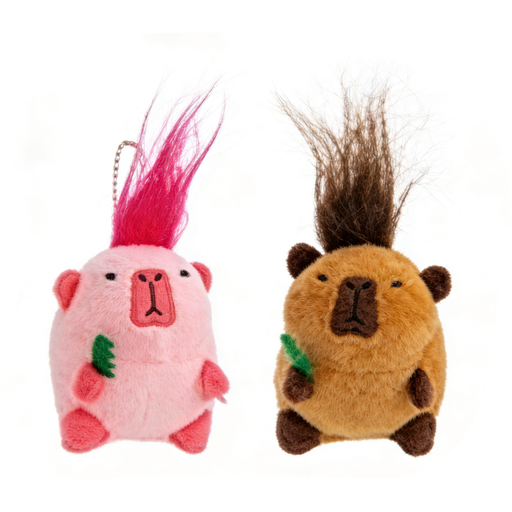 Porte-clé Capybara à poils longs avec peigne
