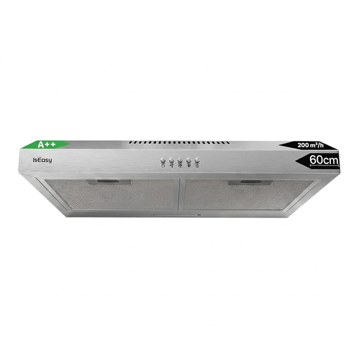 60 cm built-in cooker hood, silver, with recirculation