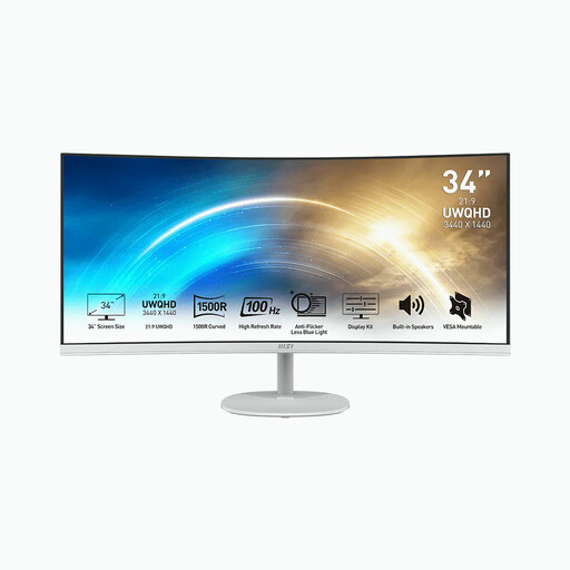 MSI Pro MP341CQW 34-inch Curved White PC Monitor