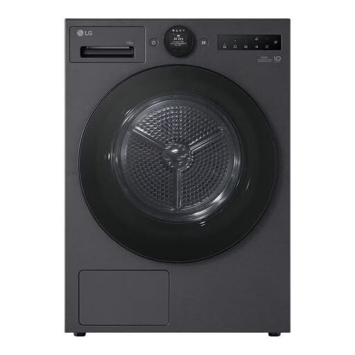 LG RT10X8B heat pump tumble dryer, 10 kg, black, class C