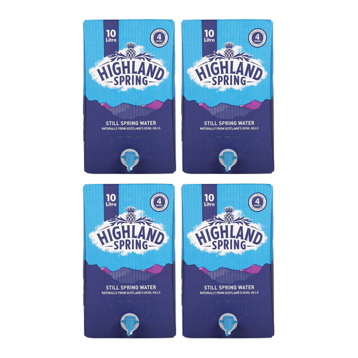 Highland Spring Still Water, four boxes described as 10L each