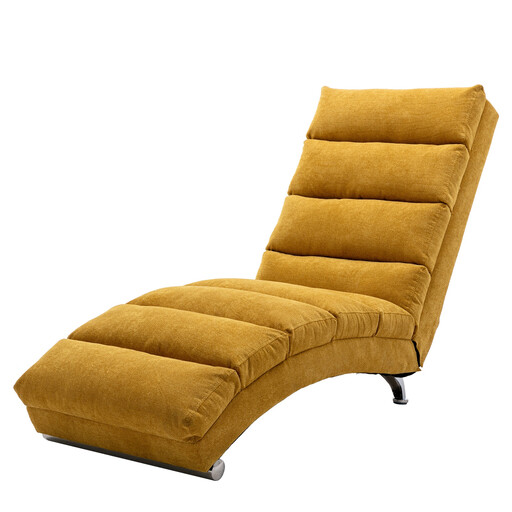 URBAN MEUBLE Fabric Relaxation Chaise Lounge Mustard Linen