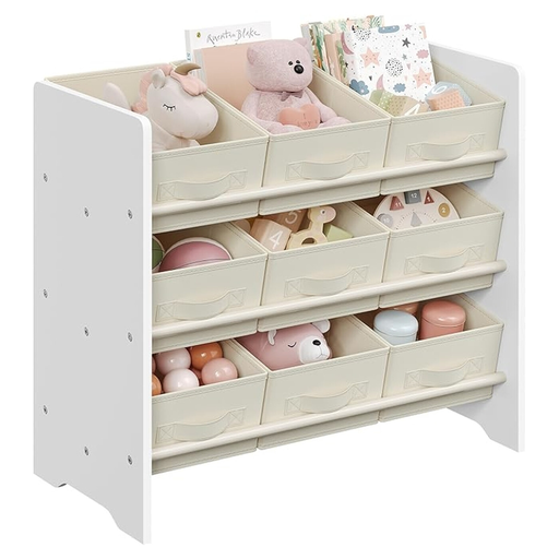 SONGMICS GKR033W10 Kinderregal mit 9 Aufbewahrungsboxen