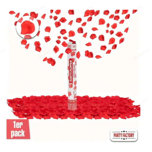 Party Popper 12er-Set, 40 cm, rote Rosenblätter