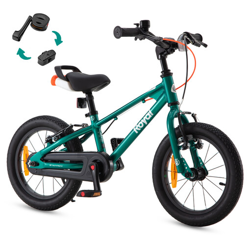 RoyalBaby+kids bike+ Aluminum EZ Freestyle+ 14 inch Green,Net Weight 7.4 kg