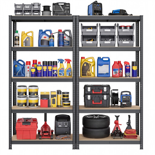 JOYFURNOS 5-Tier Shelving Units Set of 2, Heavy Duty Steel Shelving Unit