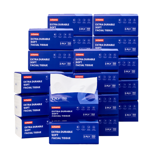 ochama Extra Durable Soft Facial Tissues, 3-Ply, 3600 Sheets