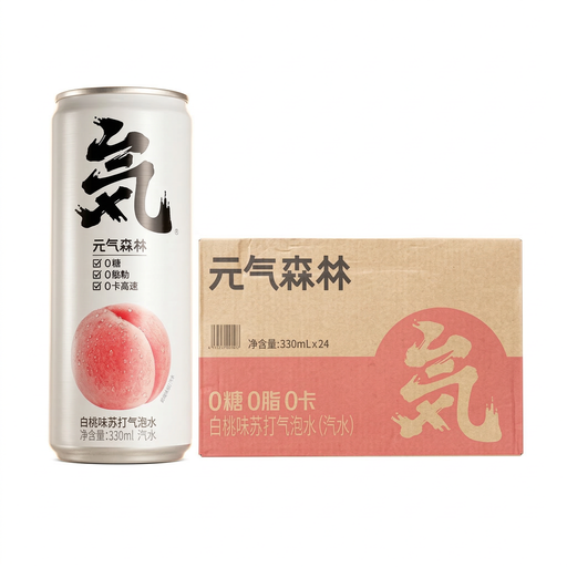Genki Forest White Peach Sparkling Water, 24 × 330ml