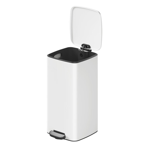 JOYFURNOS 8-Gallon Stainless Steel Kitchen Trash Can, White