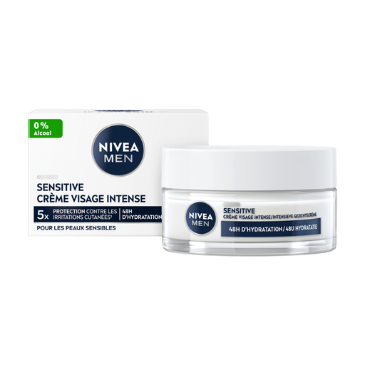 NIVEA MEN Sensitive Day Cream - Face Cream for Sensitive Skin - With Chamomile and Vitamin E - Alcohol-Free - 50 ml