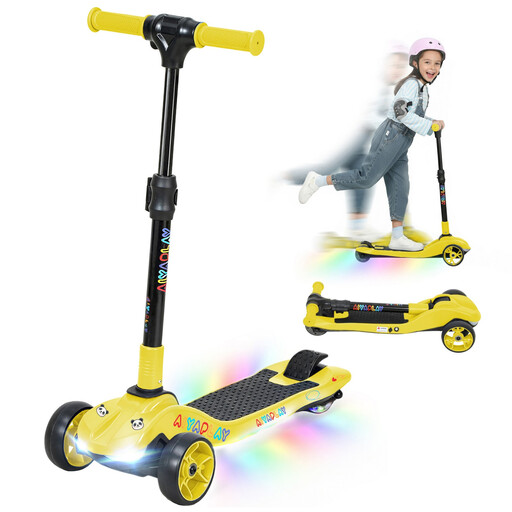 AIYAPLAY 3 Wheel Electric Scooter for Kids, Yellow