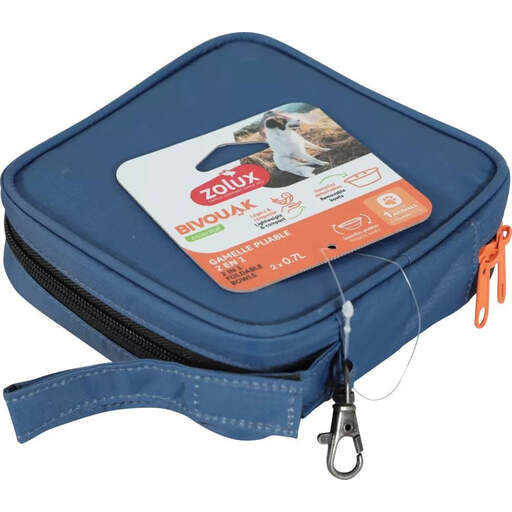 Gamelle pliable bleue Zolux BVK 2 x 700 ml