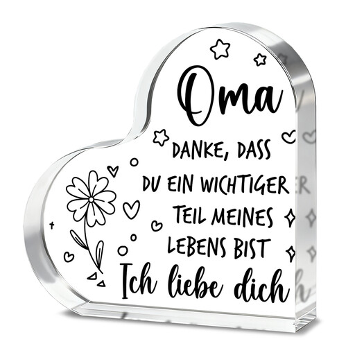 Alphynix 1pc Heart Acrylic Plaque, Oma DANKE DASS DU EIN WICHTIGER TEIL MEINES LEBENS BIST