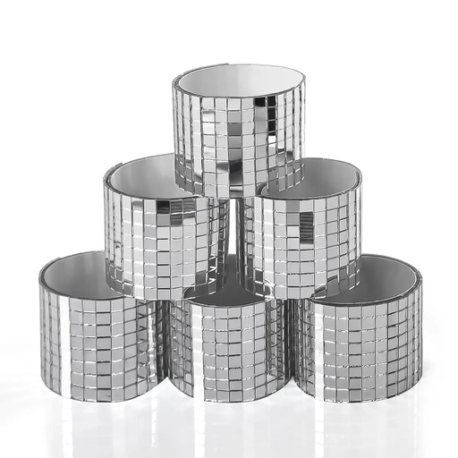 Art3d Self-Adhesive Square Glass Mirror Mosaic Tiles, Silver, 6 Rolls