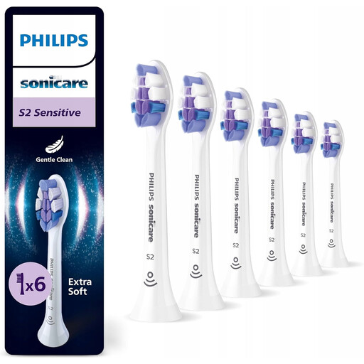 Philips Sonicare S2 Sensitive HX6056/87 Original Replacement Brush Heads White 6-Pack