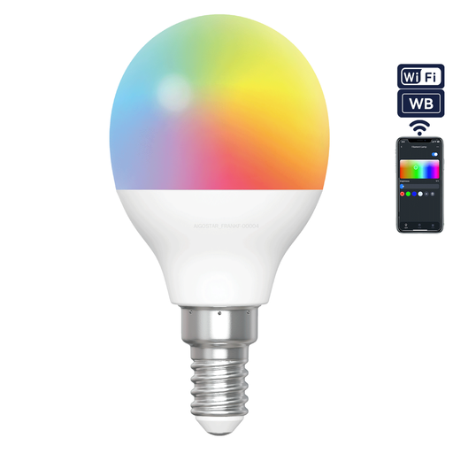 Aigostar WB Smart G45 E14 LED Bulbs, 6.5W RGB+2700K-6500K, 555lm