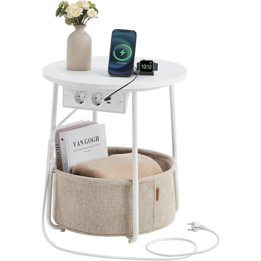 VASAGLE Beistelltisch in Beige mit Metallgestell