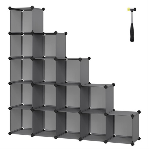 Plastic Cube Storage, 16-Cube, Grey