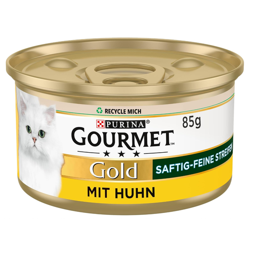 Gourmet Gold Juicy Fine Strips with Chicken, Wet Cat Food 12 x 85g Tin
