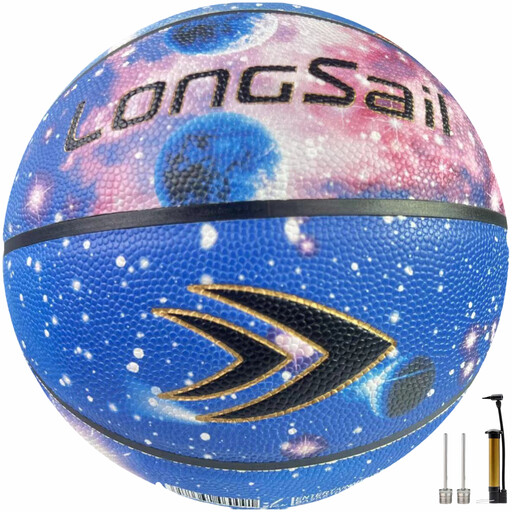 LONGSAIL Premium Composite Leather/Microfiber Leather Basketball Size7#Sky Blue Moisture-absorbing PU