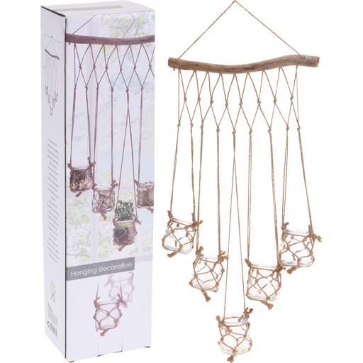 Hanging Jars Wooden Decoration for Small Plants