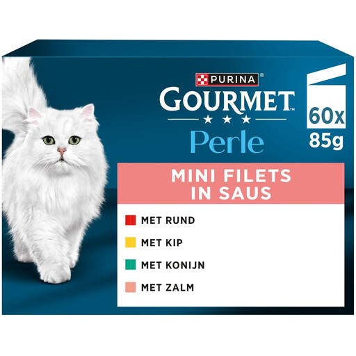 Gourmet Perle Mini Fillets Poulet Lapin Bœuf Saumon 60 x 85 g