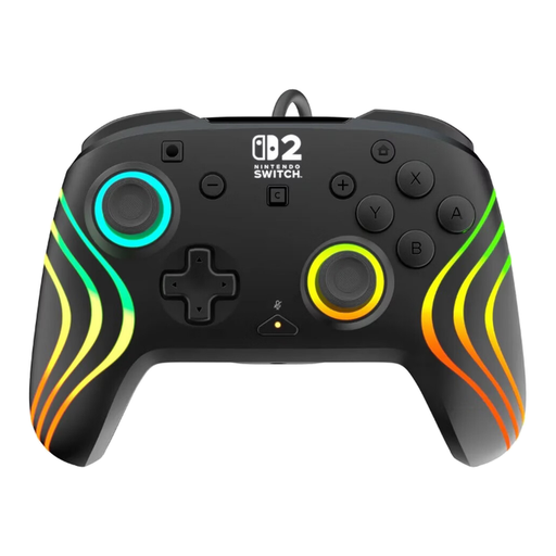 Turtle Beach Afterglow Wave Controller Wired (USB) RGB - Hall Effect Sticks, C Button for GameChat, 2 Programmable Rear Buttons - Nintendo Switch 2 & Switch - Black