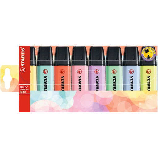 STABILO BOSS ORIGINAL Pastel - Highlighter - Pack of 8 - Assorted Colours
