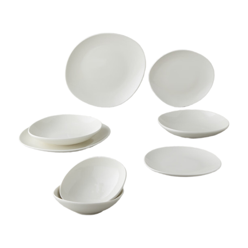 English Home Shape Porcelain Table Set 8 Pieces, 2 Servings White