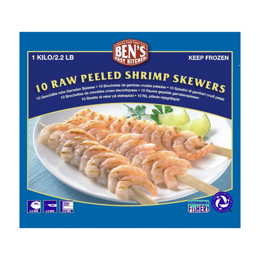 Ben's Raw Peeled Shrimp Skewers 1Kg