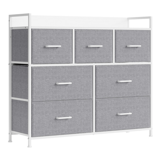 JOYFURNOS 7-Drawer Dresser, Dove Gray and Cloud White