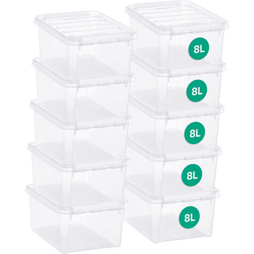 SmartStore Kleine Plastic Opbergboxen met Deksel - 8L - 10 Stuks