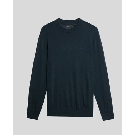 Lyle & Scott Merino Wool Crew Neck Jumper in Dark Navy