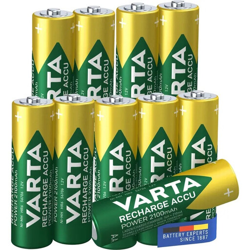 VARTA Akku NiMH, Mignon, AA, HR06, 1.2V/2100mAh Accu Power, Pre-charged, Retail Box (10-Pack)