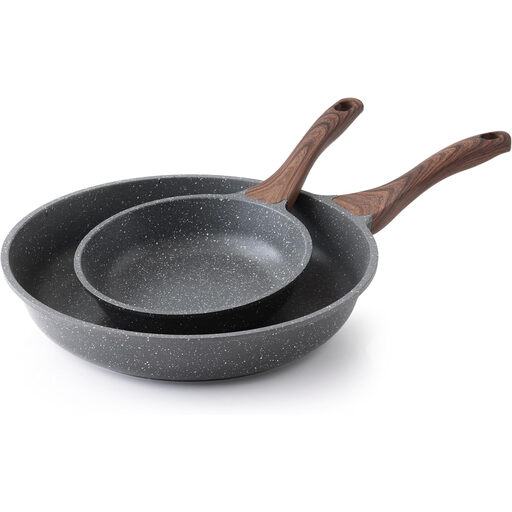 SENSARTE Nonstick Frying Pan Skillets, Swiss Granite Coating Omelette Pans, Healthy Cookware, Free of Intentionally Added PFOA (8+12.5 Inch)