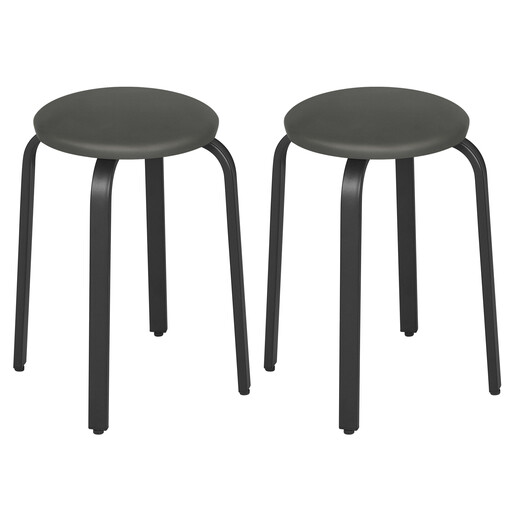 Lestarain Set of 2 Round Dining Chairs, Gray, Kitchen, Dining Room, Bedroom and Hallway