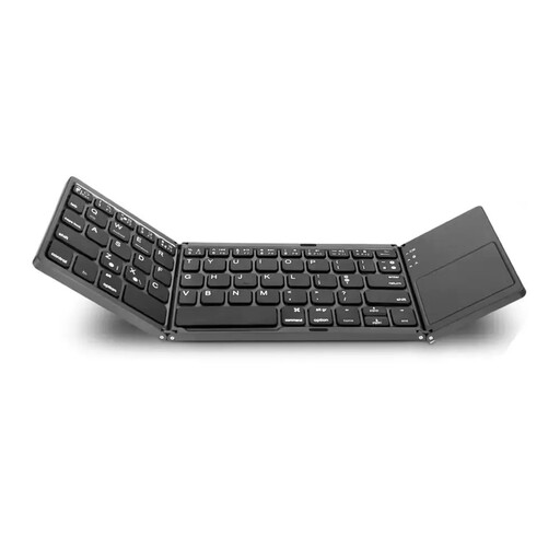 VoxorAI B033 opvouwbaar Bluetooth-toetsenbord met touchpad en numeriek toetsenblok, draagbaar draadloos toetsenbord van volledig formaat met trackpad voor pc, laptop, iPad, tablets en smartphones, siliconen leren hoes, zwart