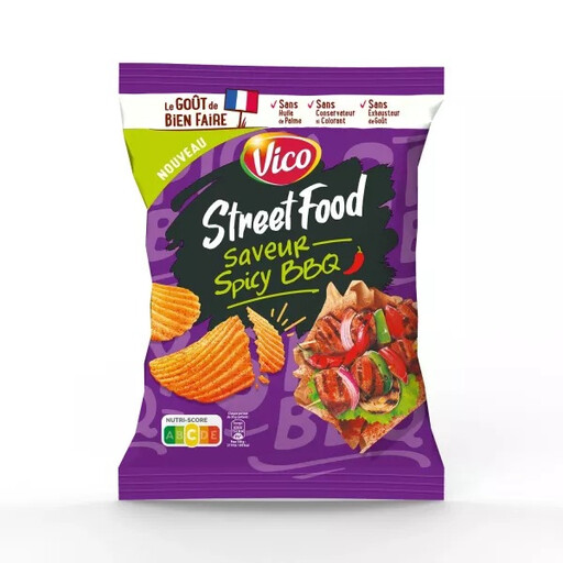 120 g packet of Vico Streetfood Spicy Barbecue crisps